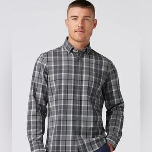 Mizzen+Main Trim Fit City Flannel Dress Shirt Pewter Timothy Plaid Men’s Size XL